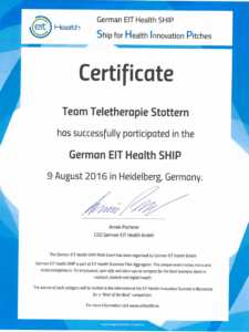Teilnahmezertifikat des German EIT Health SHIP