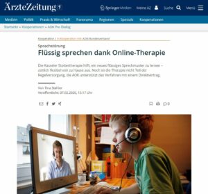 Artikel in der Ärzte Zeitung AOK über die Kasseler Stottertherapie zum Thema Flüssig sprechen dank Online Therapie